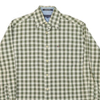 TOMMY HILFIGER Mens Green & White Check Shirt S Classic Cotton Blend Long Sleeve