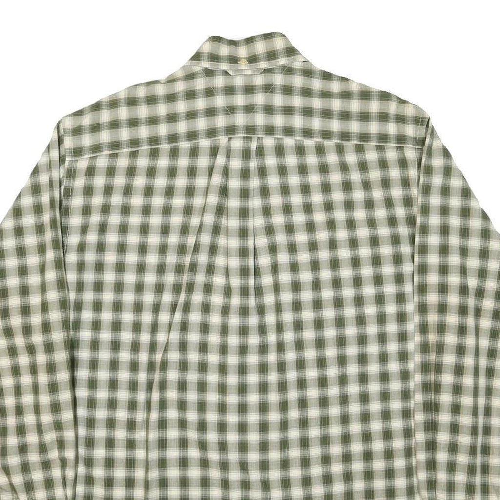 TOMMY HILFIGER Mens Green & White Check Shirt S Classic Cotton Blend Long Sleeve