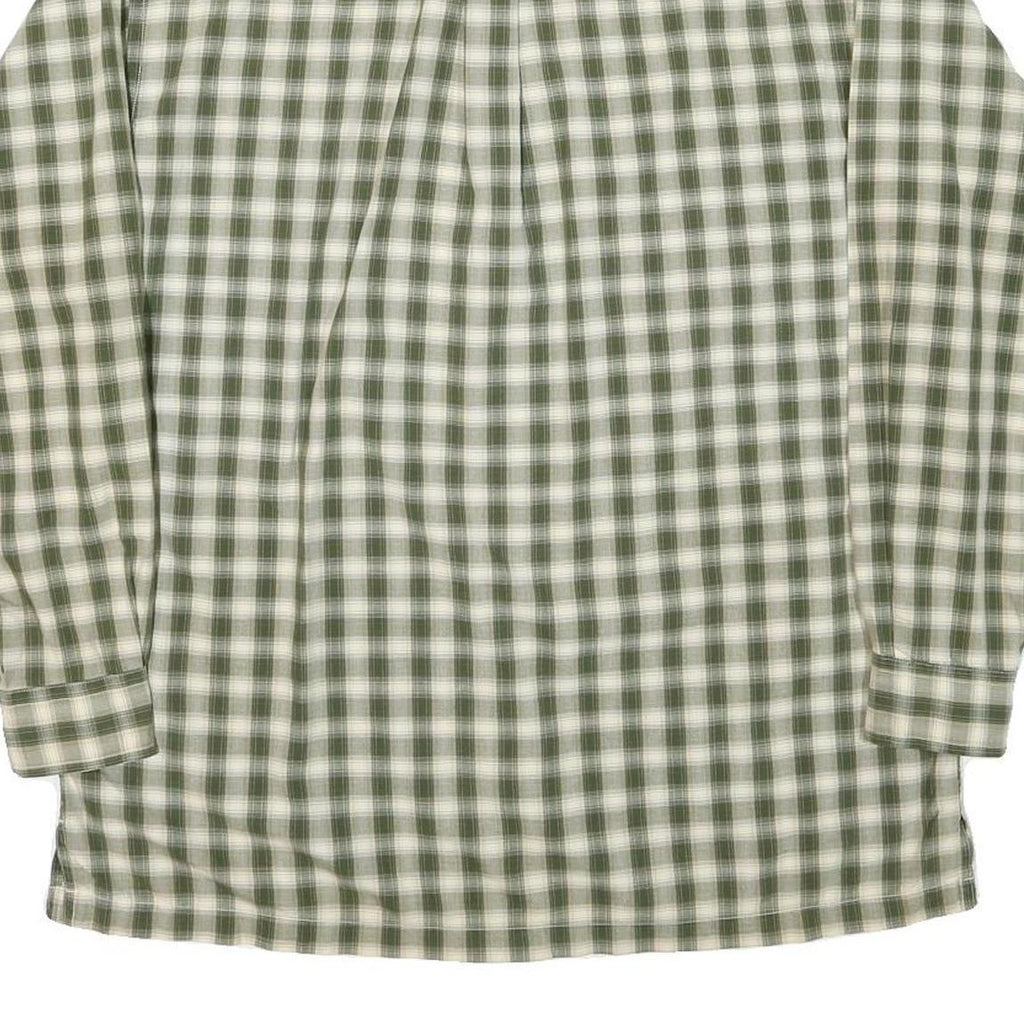 TOMMY HILFIGER Mens Green & White Check Shirt S Classic Cotton Blend Long Sleeve