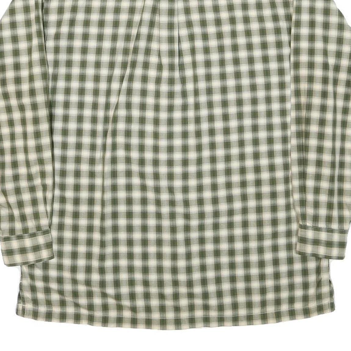 TOMMY HILFIGER Mens Green & White Check Shirt S Classic Cotton Blend Long Sleeve
