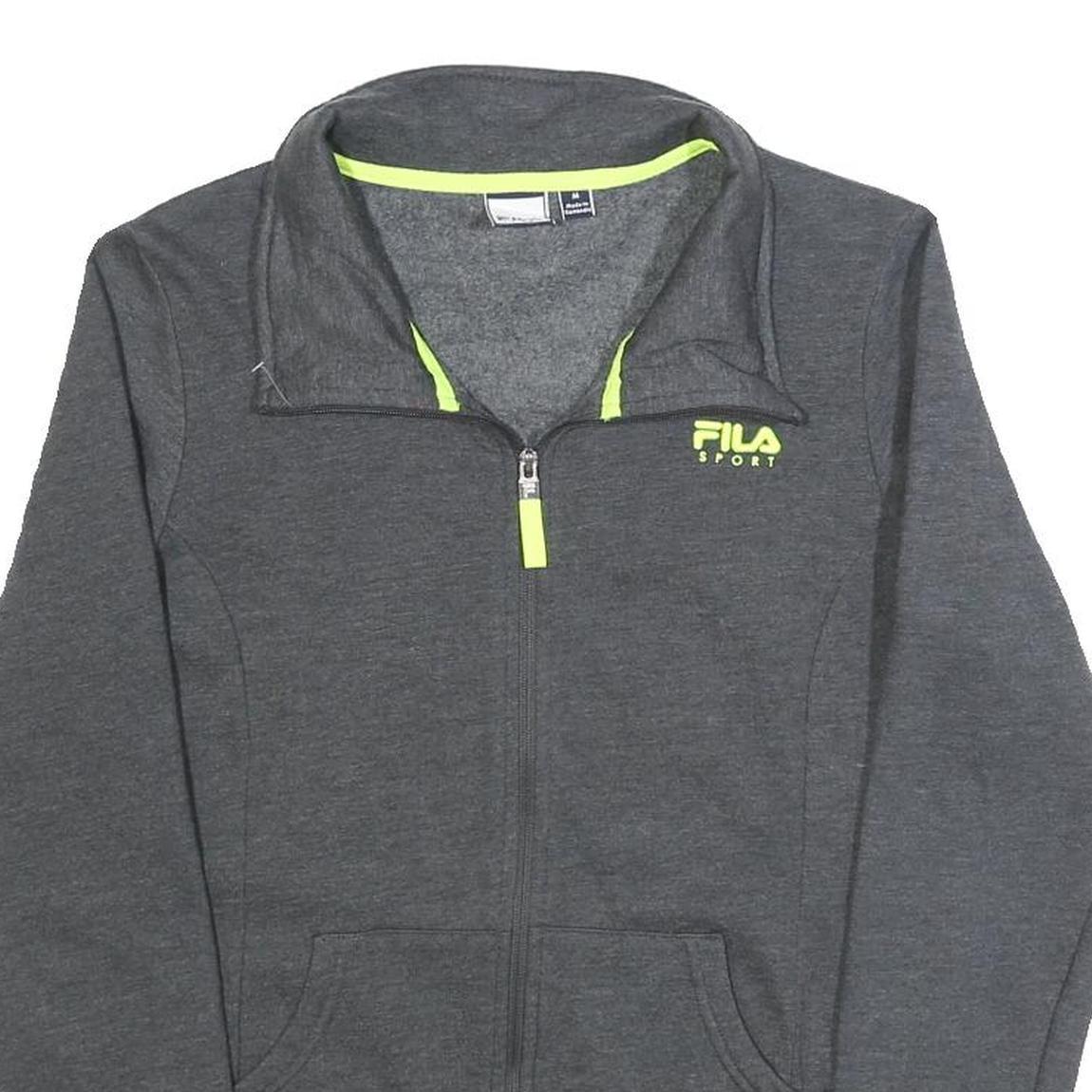 FILA Mens Grey Zip Up Jacket M Cotton Blend Plain Sport Casual Activewear