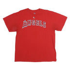 MAJESTIC Mens Red Angels Graphic T-Shirt L Short Sleeve Crew Neck Cotton