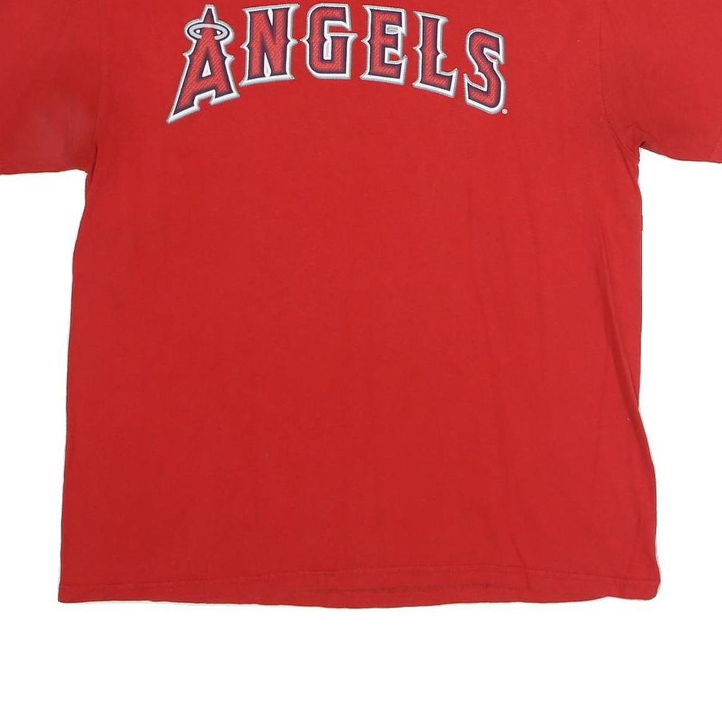 MAJESTIC Mens Red Angels Graphic T-Shirt L Short Sleeve Crew Neck Cotton