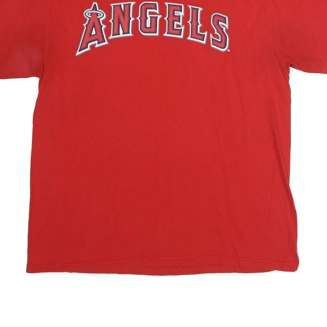 MAJESTIC Mens Red Angels Graphic T-Shirt L Short Sleeve Crew Neck Cotton