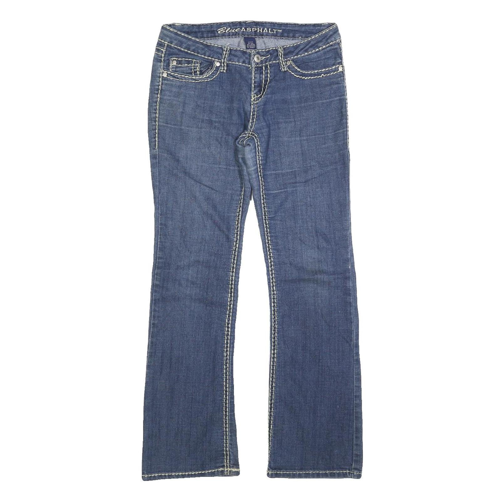 BLUE ASPHALT Womens Jeans Blue Regular Bootcut Denim Medium W32 L32 Contrast