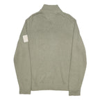 TOMMY HILFIGER Mens Green Classic Athletics Patterned V-Neck Chunky Knit XL Zip