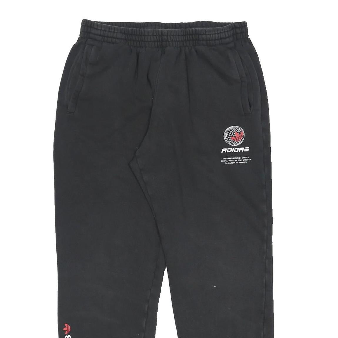 ADIDAS Mens Joggers Black L W28 L27 Cotton Blend Regular Tapered Fit Comfort