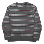 CHAPS Mens Grey & Red Patterned Cotton Jumper Crew Neck Regular Fit M Casual
