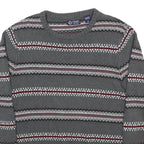 CHAPS Mens Grey & Red Patterned Cotton Jumper Crew Neck Regular Fit M Casual