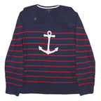 NAUTICA Womens Navy Blue & Red Anchor Patterned Jumper Crew Neck Basic Knit XL