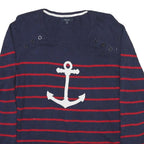 NAUTICA Womens Navy Blue & Red Anchor Patterned Jumper Crew Neck Basic Knit XL