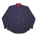TOMMY HILFIGER Mens Navy Blue Patterned Shirt L Button Down Long Sleeve Cotton