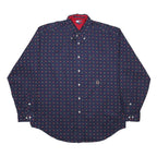 TOMMY HILFIGER Mens Navy Blue Patterned Shirt L Button Down Long Sleeve Cotton