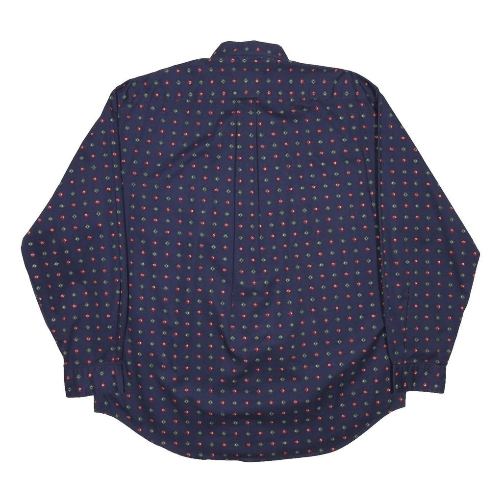 TOMMY HILFIGER Mens Navy Blue Patterned Shirt L Button Down Long Sleeve Cotton