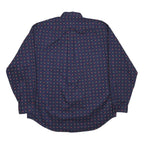 TOMMY HILFIGER Mens Navy Blue Patterned Shirt L Button Down Long Sleeve Cotton