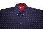 TOMMY HILFIGER Mens Navy Blue Patterned Shirt L Button Down Long Sleeve Cotton