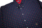 TOMMY HILFIGER Mens Navy Blue Patterned Shirt L Button Down Long Sleeve Cotton