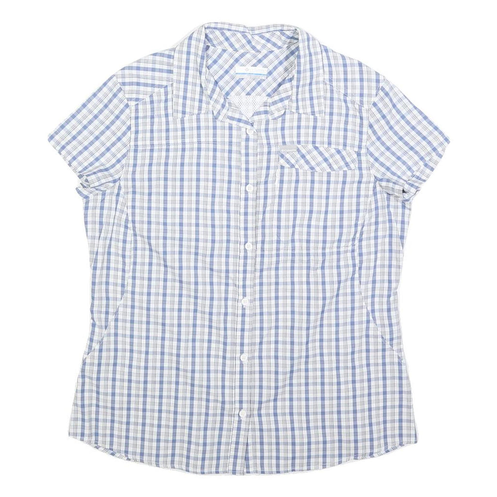 COLUMBIA Womens Blue & White Check Shirt L Lightweight Summer Casual