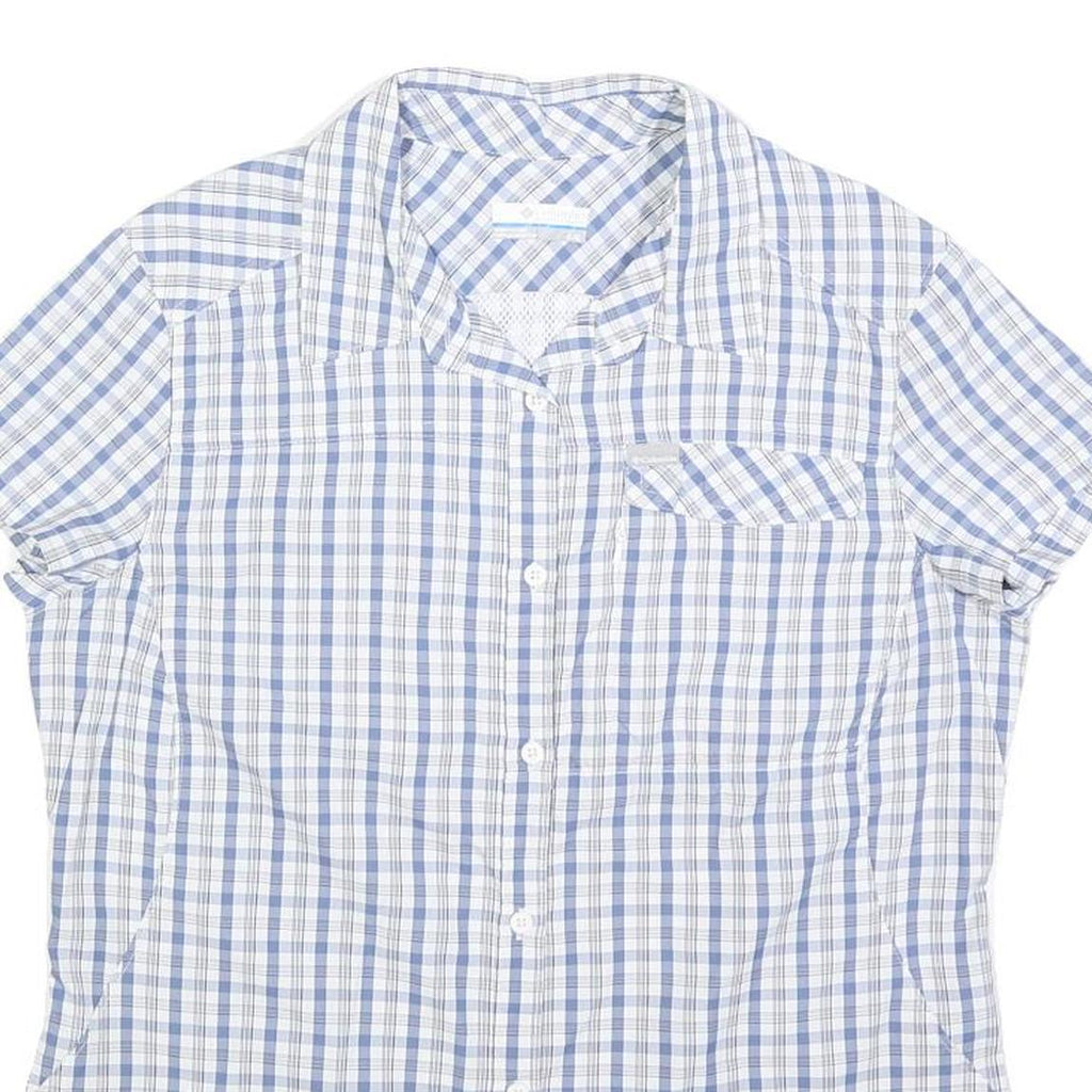 COLUMBIA Womens Blue & White Check Shirt L Lightweight Summer Casual