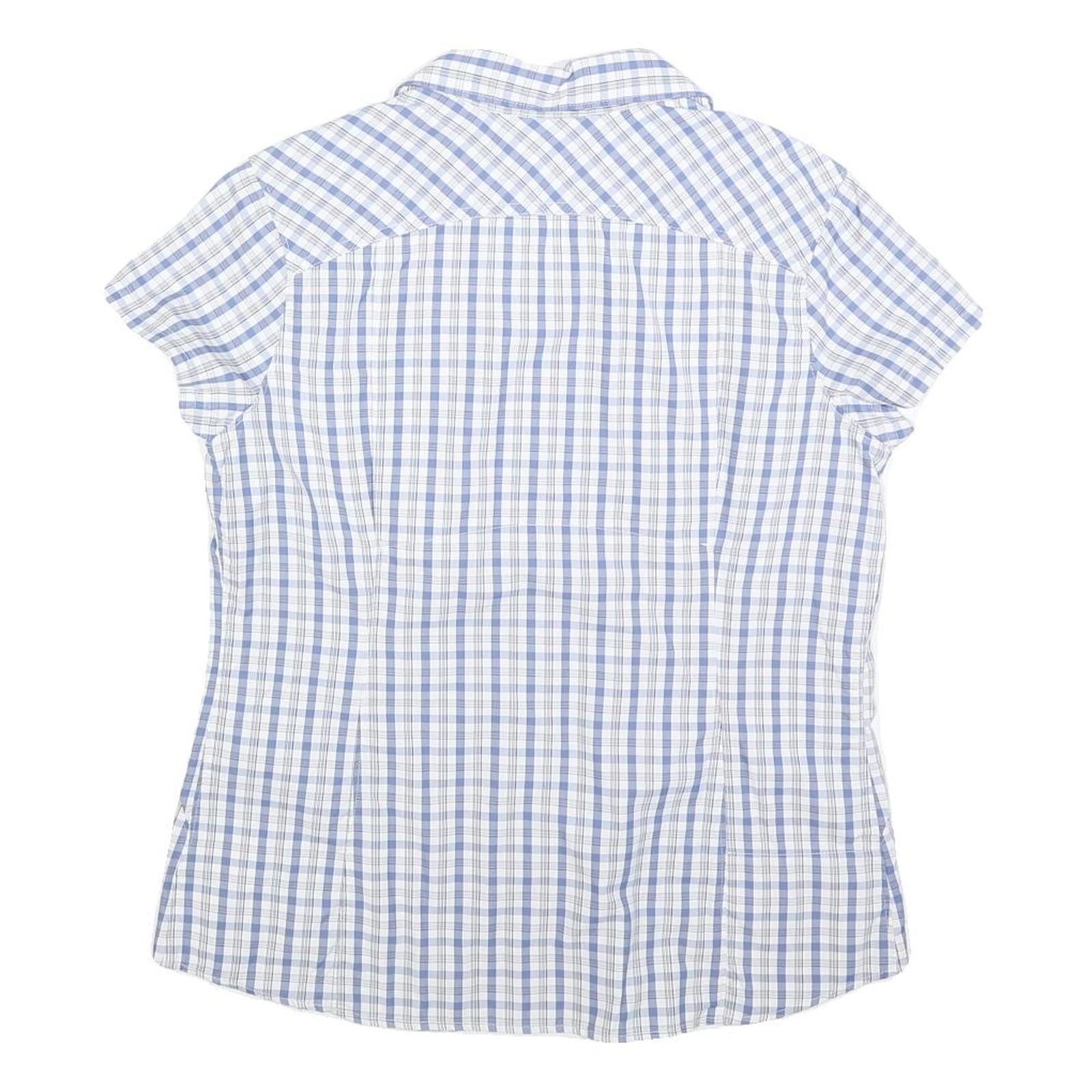 COLUMBIA Womens Blue & White Check Shirt L Lightweight Summer Casual