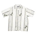 PURIYTAN Mens White & Beige Tropical Leaf Print Shirt L Relaxed Fit Semi Casual