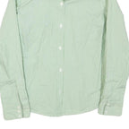 JAEGER Womens Green & White Striped Shirt S Classic Collar Button Down