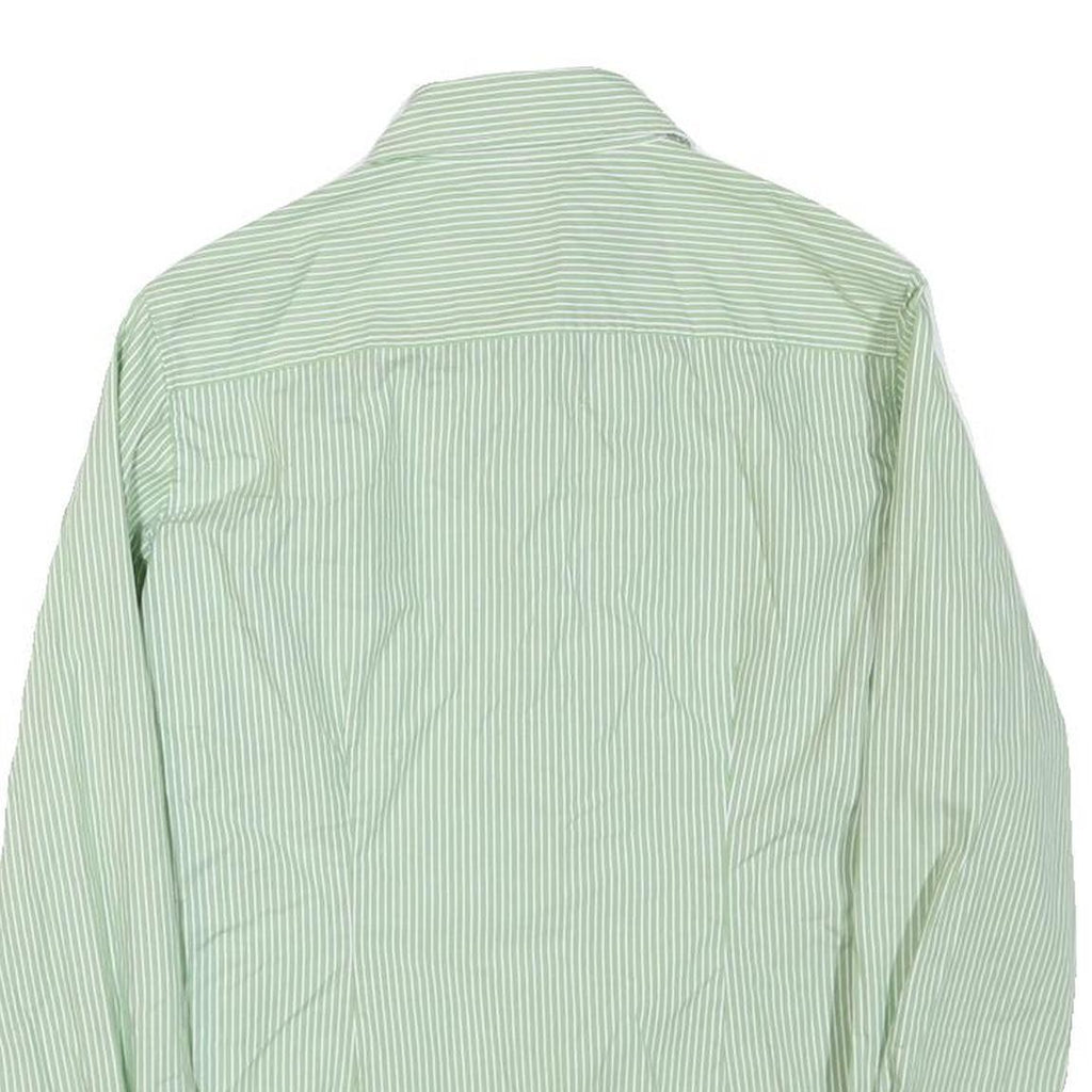 JAEGER Womens Green & White Striped Shirt S Classic Collar Button Down