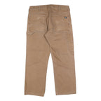 KEY Mens Cotton Beige Regular Fit Straight Leg Trousers W34 L27 Workwear Zip