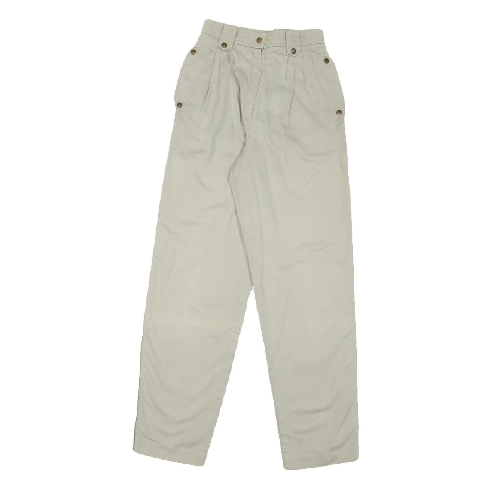 JEANS CLUB Womens Cotton Blend Beige Regular Fit Straight Trousers W24 L29