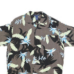 FALLS CREEK Mens Brown & Black Floral Rayon Shirt M Tropical Pattern Casual