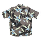 FALLS CREEK Mens Brown & Black Floral Rayon Shirt M Tropical Pattern Casual