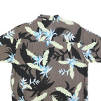 FALLS CREEK Mens Brown & Black Floral Rayon Shirt M Tropical Pattern Casual