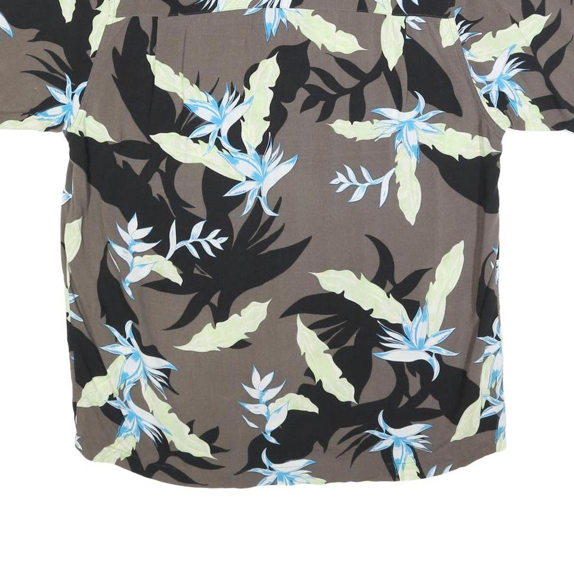 FALLS CREEK Mens Brown & Black Floral Rayon Shirt M Tropical Pattern Casual