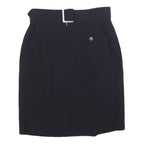 MAX MARA Womens Black Pencil Knee Length Wool Skirt Belted Zip UK 16 Classic