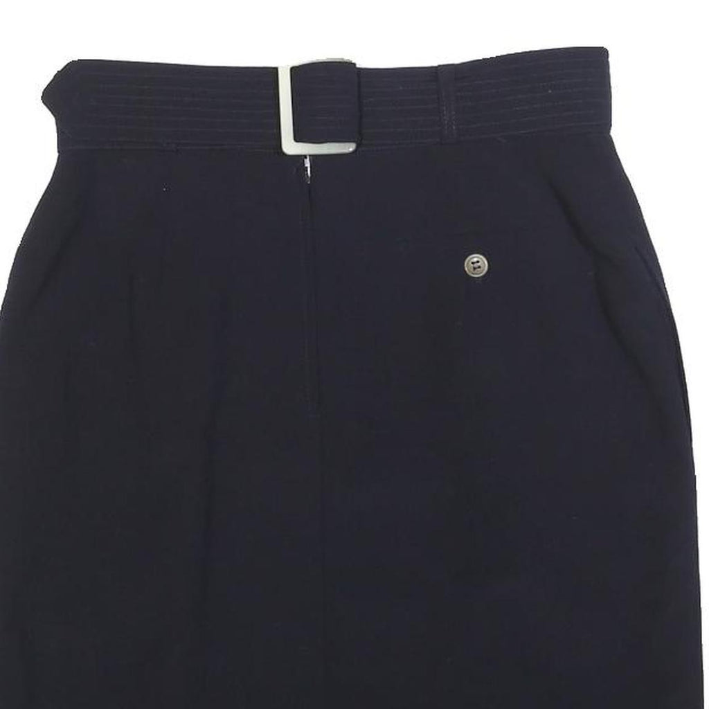 MAX MARA Womens Black Pencil Knee Length Wool Skirt Belted Zip UK 16 Classic