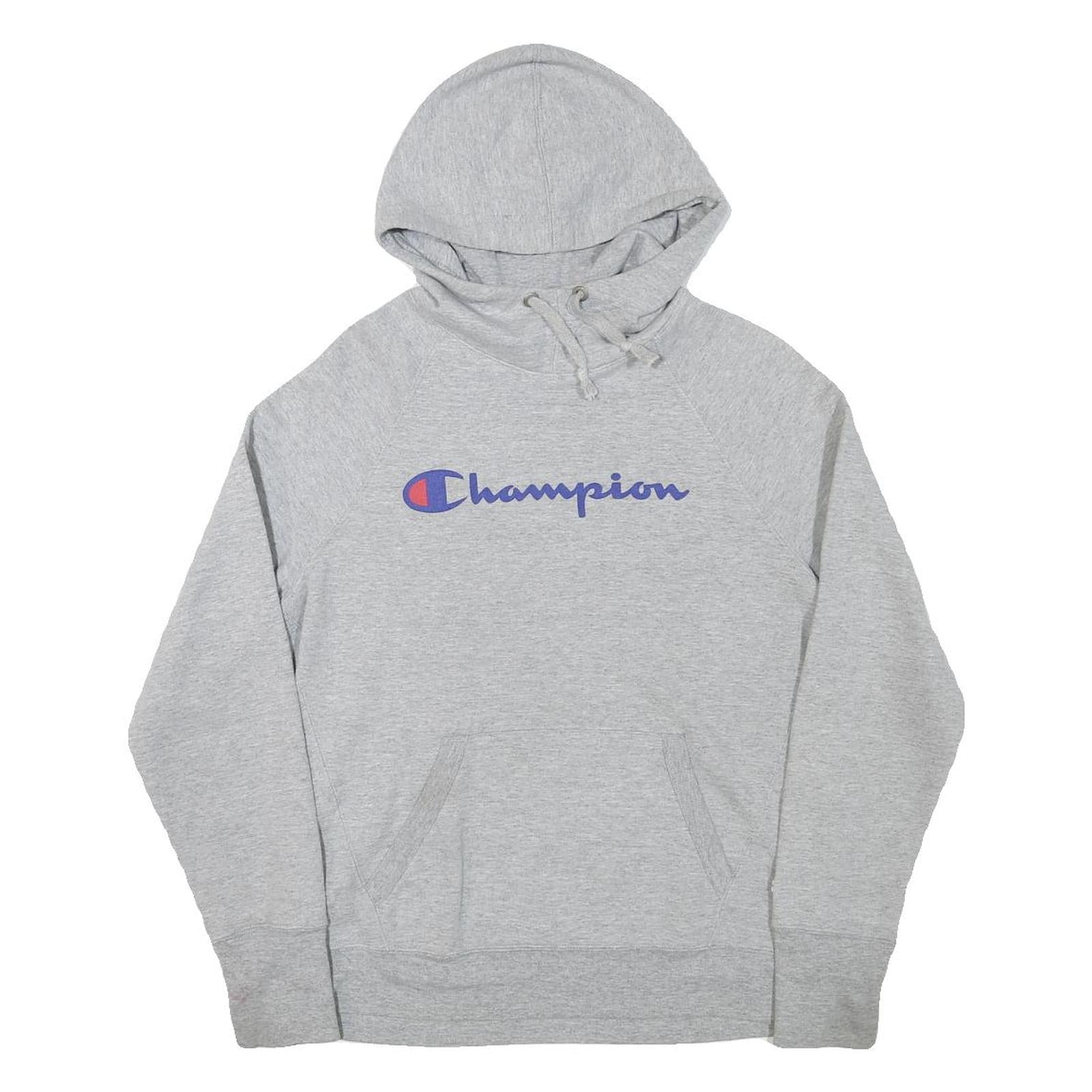 CHAMPION Mens Grey Hoodie S Cotton Blend Pullover Drawstring Hood Pocket