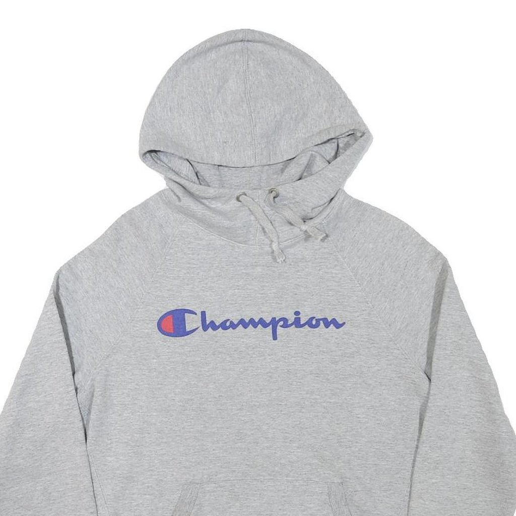 CHAMPION Mens Grey Hoodie S Cotton Blend Pullover Drawstring Hood Pocket
