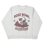 Mens Grey Wisconsin Rose Bowl Graphic T-Shirt M Long Sleeve Crew Neck Cotton