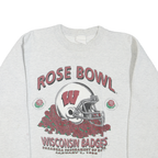 Mens Grey Wisconsin Rose Bowl Graphic T-Shirt M Long Sleeve Crew Neck Cotton