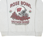 Mens Grey Wisconsin Rose Bowl Graphic T-Shirt M Long Sleeve Crew Neck Cotton