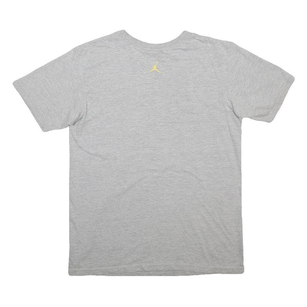 AIR JORDAN Mens Grey & Yellow Classic T-Shirt M Short Sleeve Crew Neck Cotton