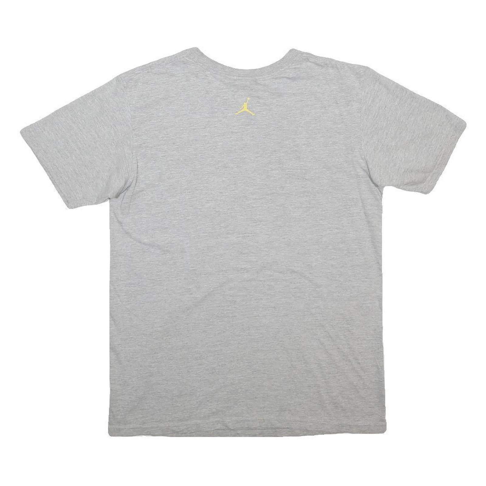 AIR JORDAN Mens Grey & Yellow Classic T-Shirt M Short Sleeve Crew Neck Cotton
