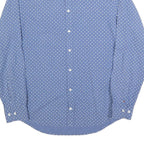 TOMMY HILFIGER Mens Blue & White Polka Dot Shirt M Cotton Blend Button Collar