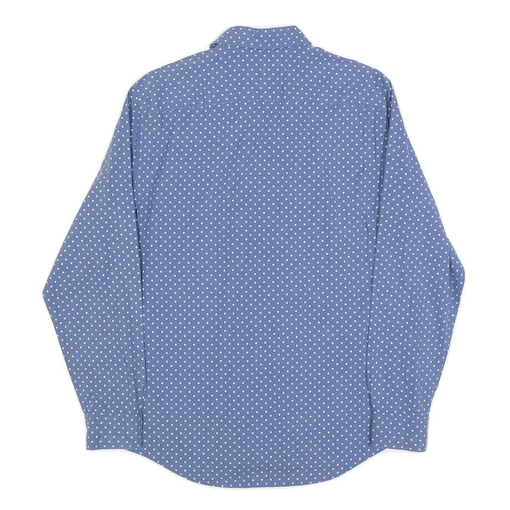 TOMMY HILFIGER Mens Blue & White Polka Dot Shirt M Cotton Blend Button Collar