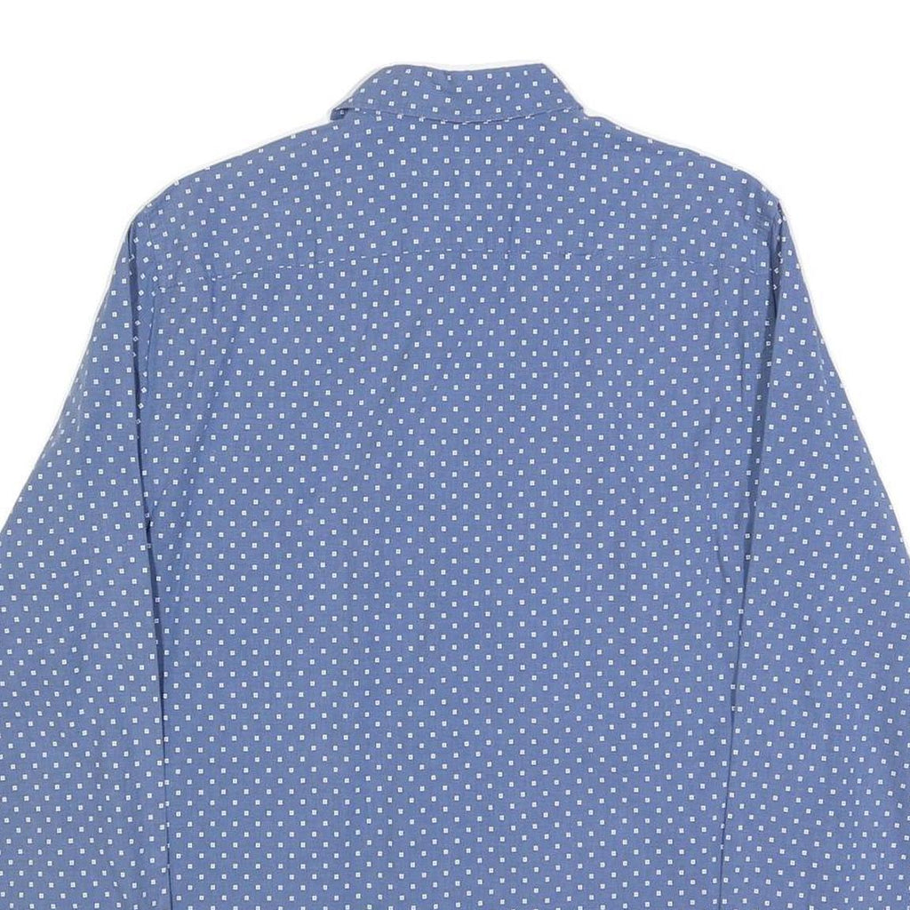 TOMMY HILFIGER Mens Blue & White Polka Dot Shirt M Cotton Blend Button Collar
