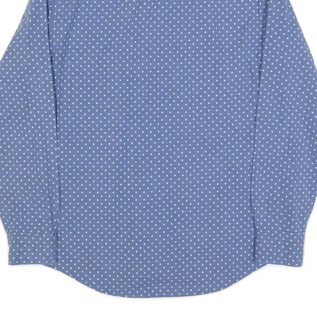 TOMMY HILFIGER Mens Blue & White Polka Dot Shirt M Cotton Blend Button Collar