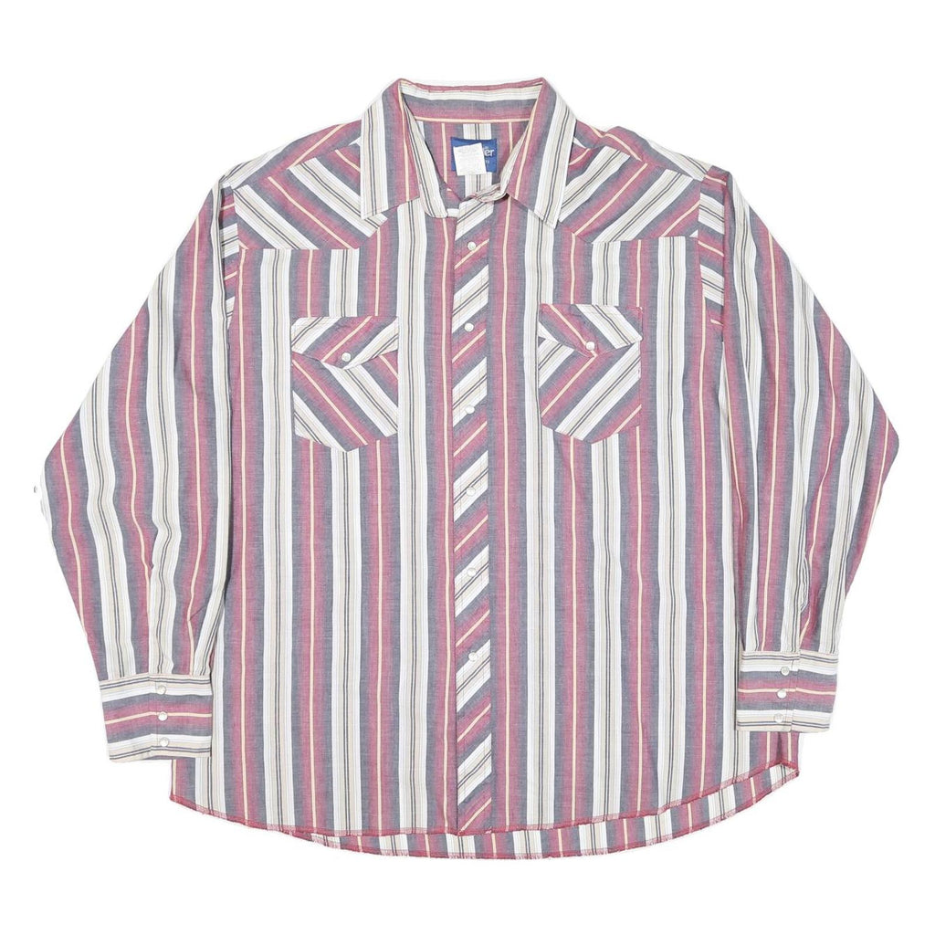 WRANGLER Mens Red & White Stripe Shirt 2XL Western Style Casual Cotton Blend