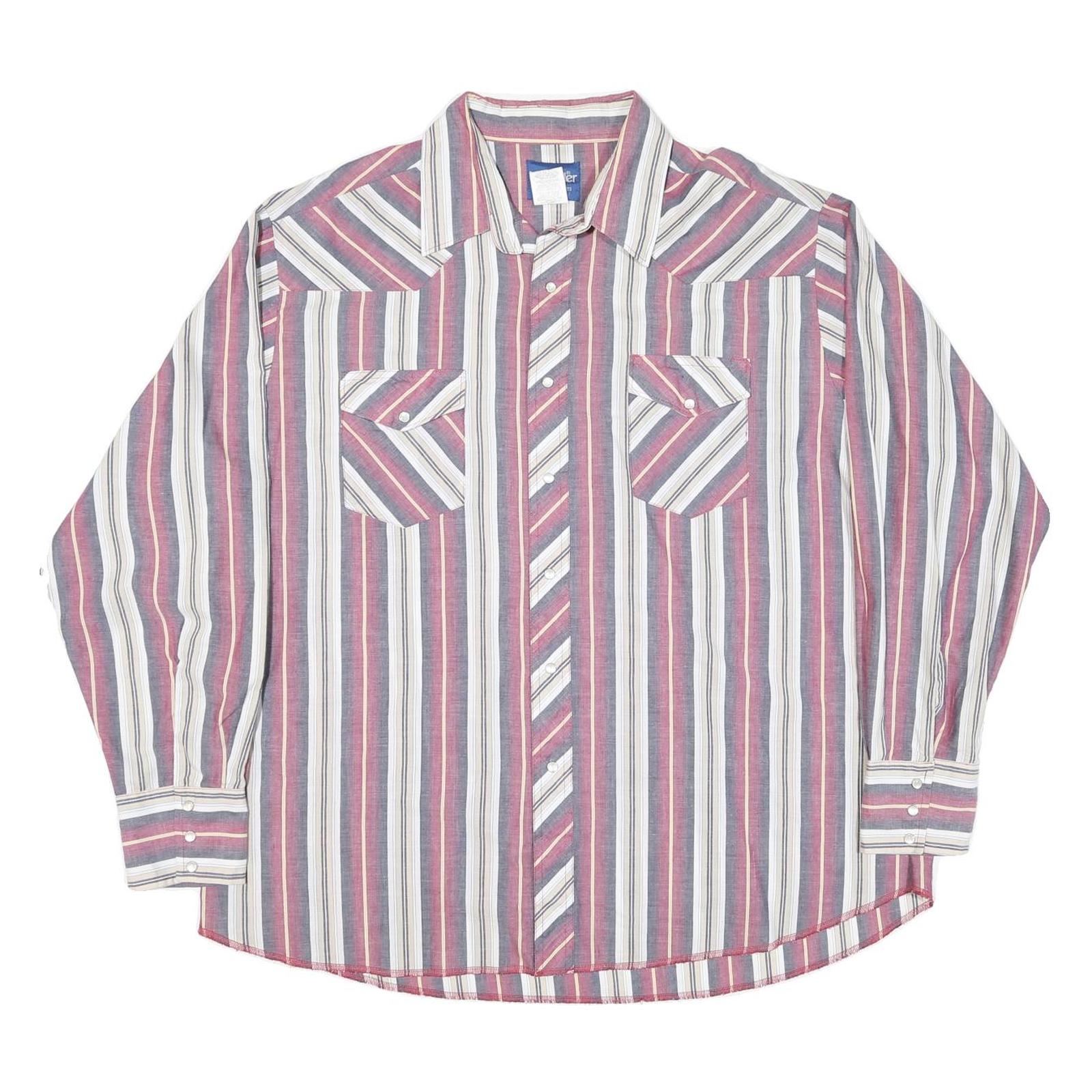 WRANGLER Mens Red & White Stripe Shirt 2XL Western Style Casual Cotton Blend