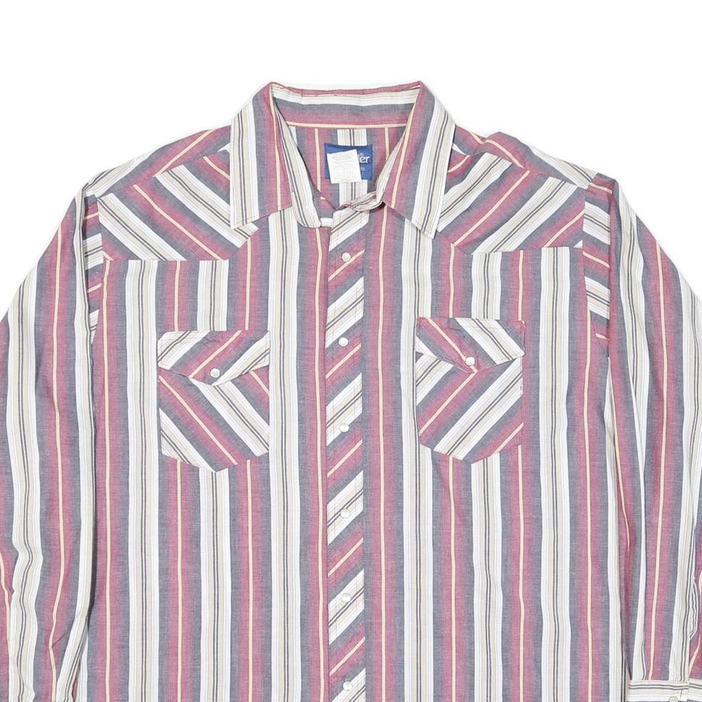 WRANGLER Mens Red & White Stripe Shirt 2XL Western Style Casual Cotton Blend