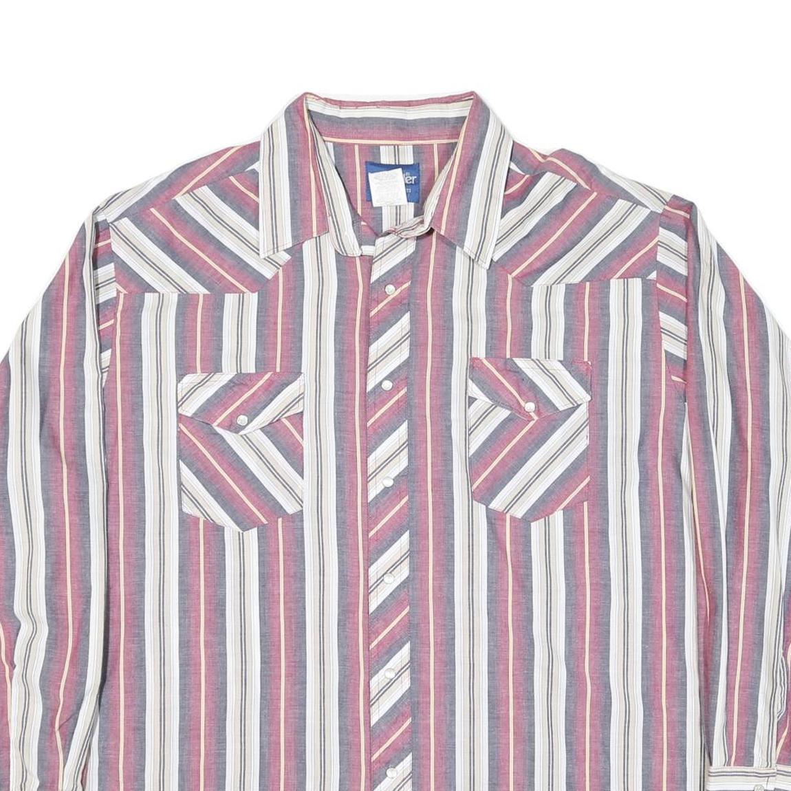 WRANGLER Mens Red & White Stripe Shirt 2XL Western Style Casual Cotton Blend